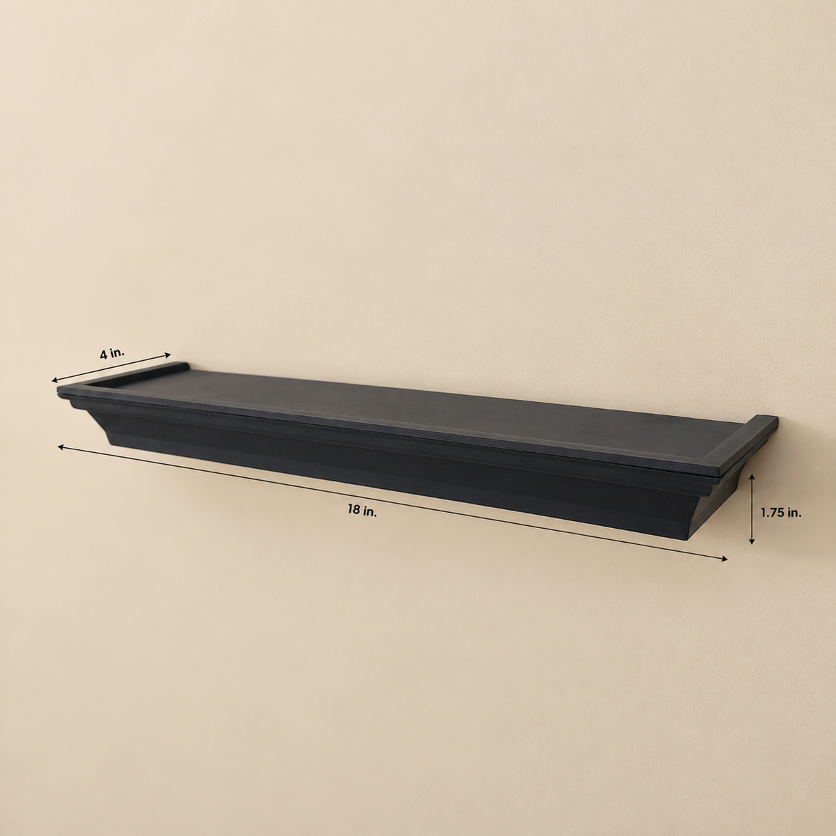 Classic Black Wall Shelf – 18"