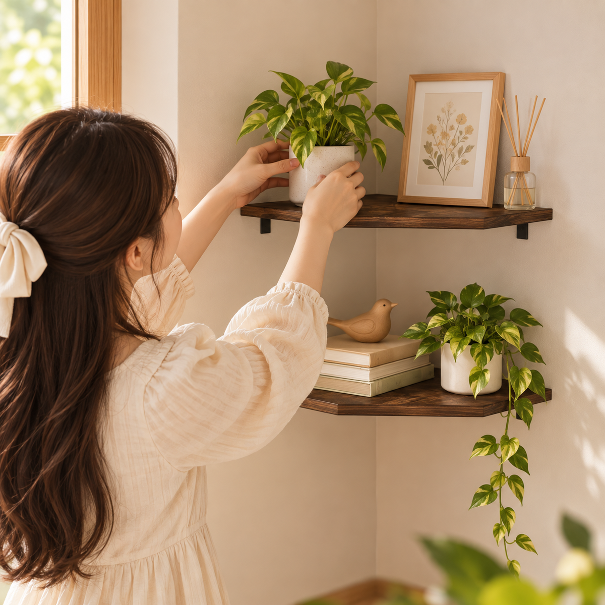 Hexagon Corner Floating Shelves – Set of 2