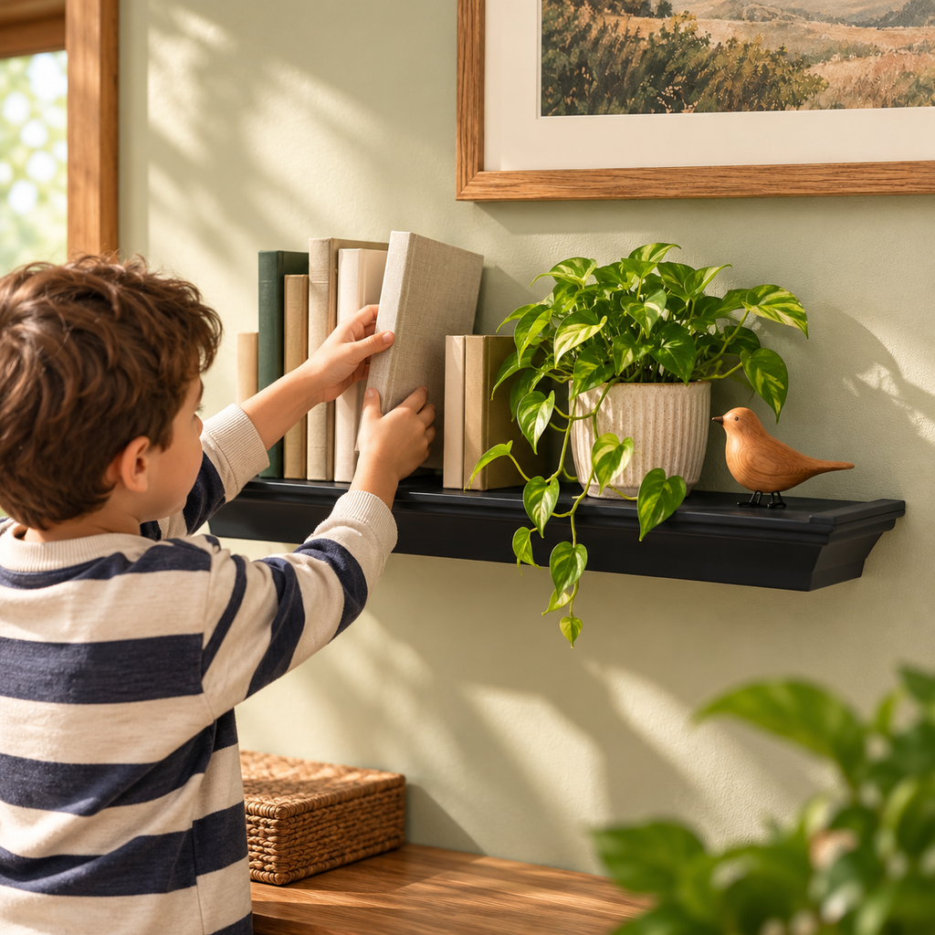 Classic Black Wall Shelf – 18"
