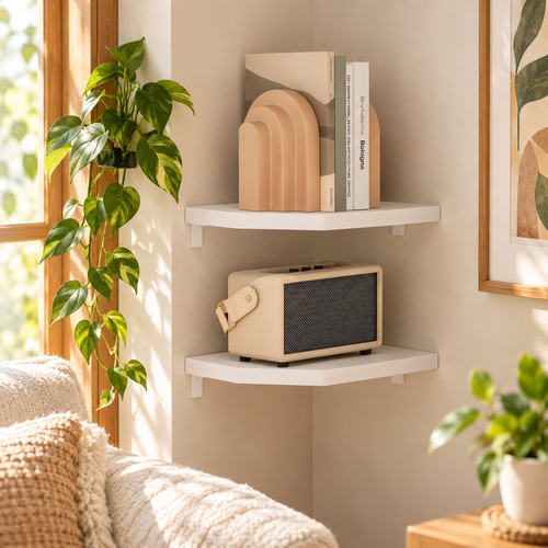 Hexagon Corner Floating Shelves – Set of 2