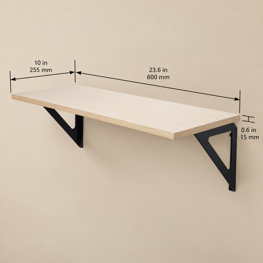 Natural Wood Wall Shelf – 23.6"