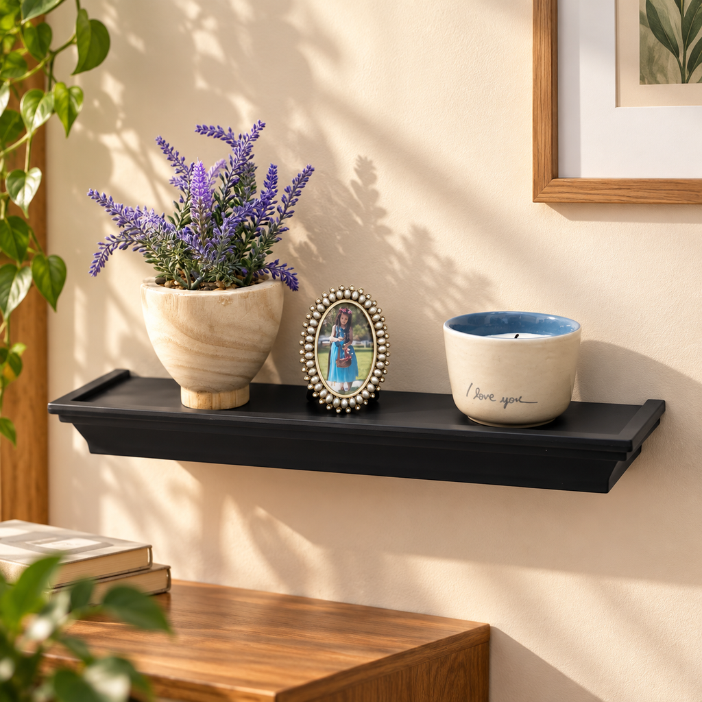 Classic Black Wall Shelf – 18"