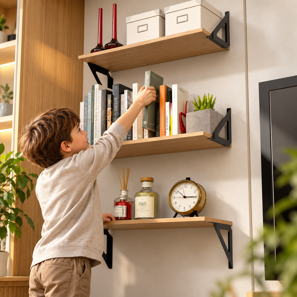 Natural Wood Wall Shelf – 23.6"