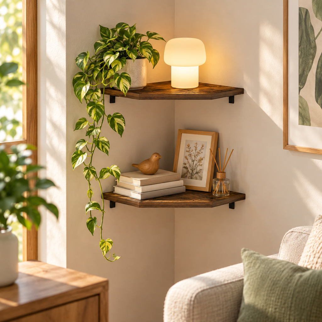 Hexagon Corner Floating Shelves – Set of 2